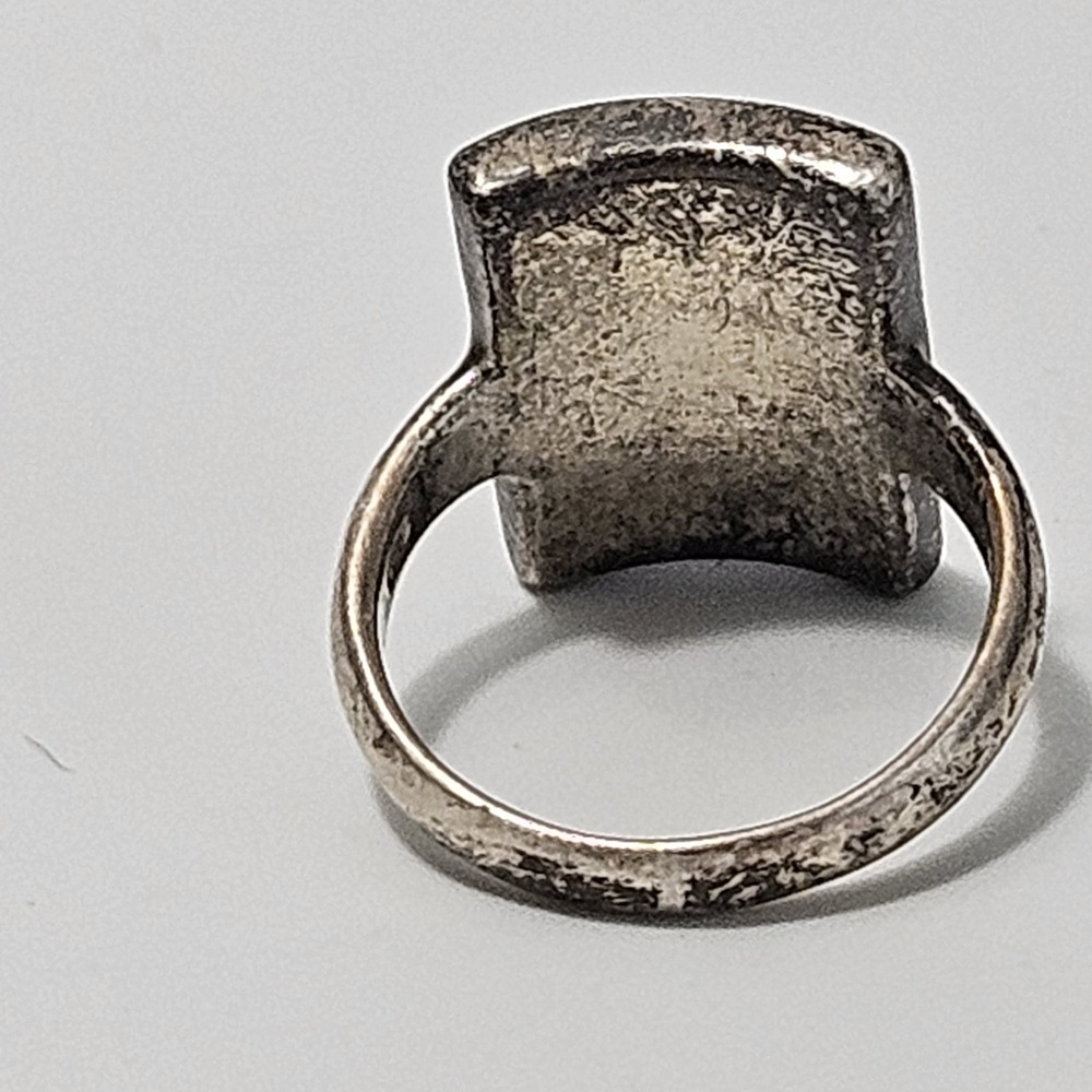 Vintage Mother of Pearl Mosaic Sterling Silver Ring Pastel Geometric 925 Size 8 - Picture 4 of 7